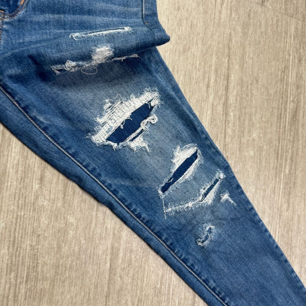 American Eagle Hi Rise Jegging Cropped Jeans Womens 4 Distressed Stretch Denim - Picture 5 of 11